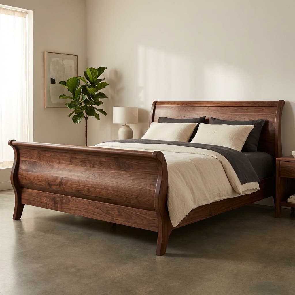 Solid Wood Sleigh Bed